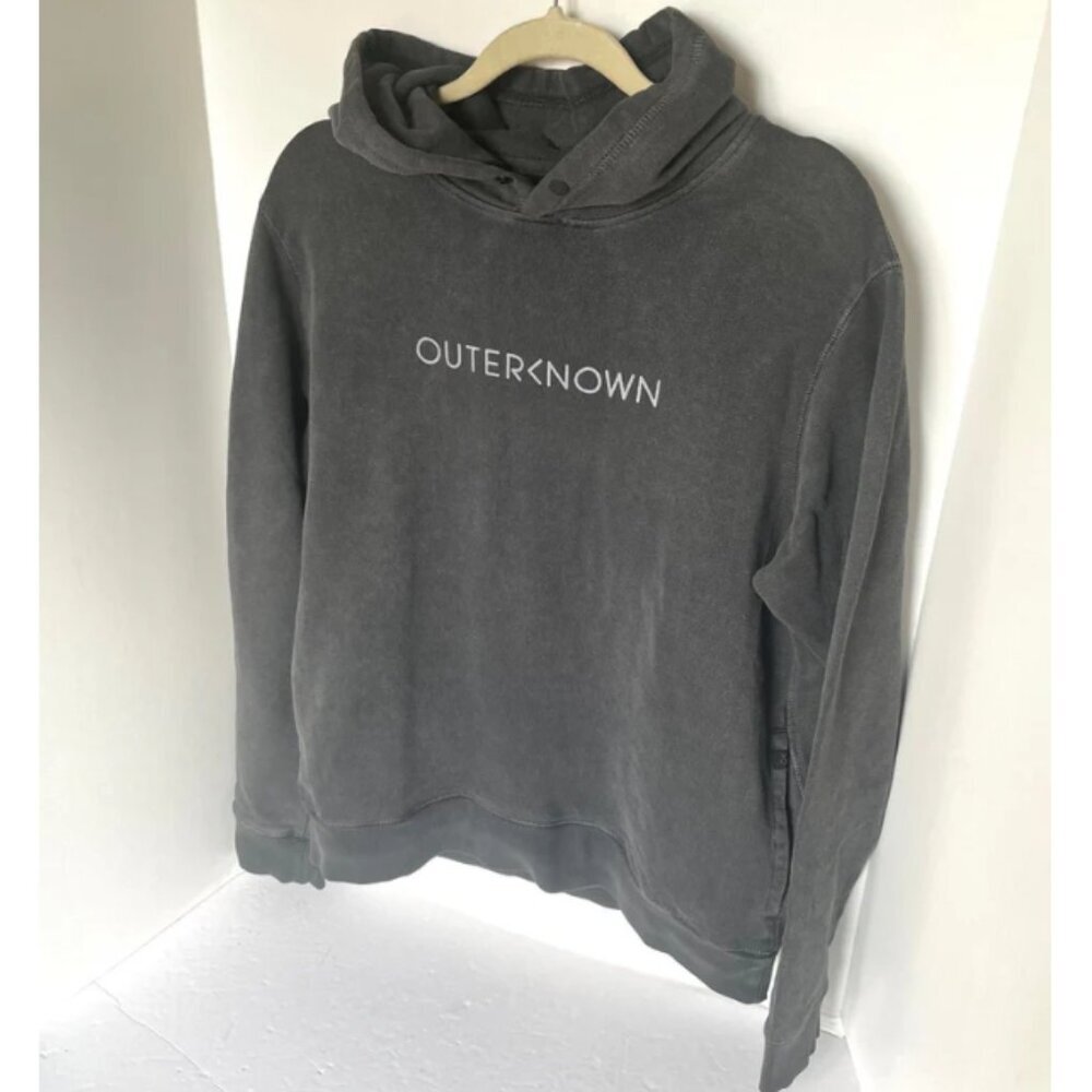 Outerknown OK Wordmark Gray Organic Snap Hoodie M - Picture 2 of 8